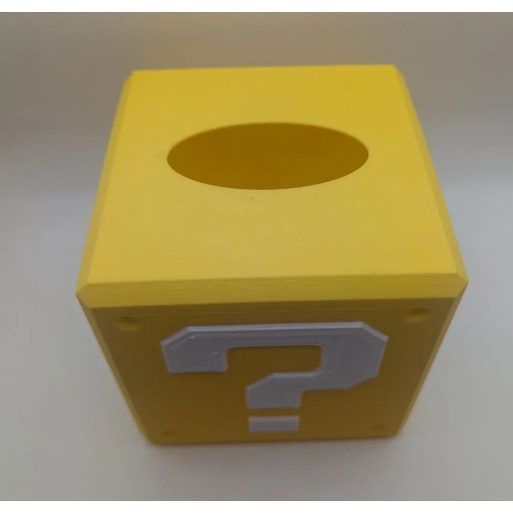 Super Mario Style Question Block 3D Printed Tissue Paper Cover Yellow Gamer NEW